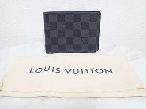 極美品 ルイ ヴィトン LOUIS VUITTON ダミエ グラフィット ポルトフォイユ ミュルティプル 二つ折り 財布 札入れ カードケース 黒