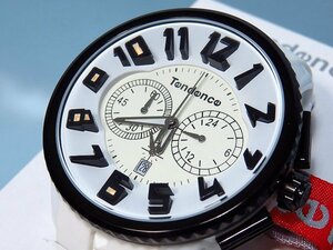 ◆美品◆ TENDENCE Round Gulliver White＆IPB テンデンス クオーツ腕時計 クロノ ◆