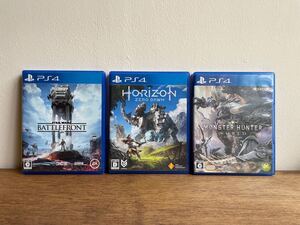 PS4ソフト3本セット モンスターハンターワールド/ホライゾン ゼロダウン/バトルフロント