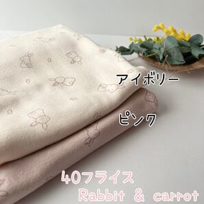 40フライスニット生地(Rabbit & carrot)2色選択可 韓国生地