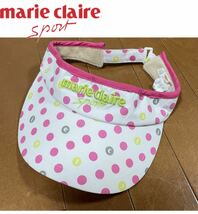 ★marie claire sport マリクレールスポーツ★大きめツバがポイント！ピンクの水玉柄が可愛い！レディースサンバイザー/フリー_画像1