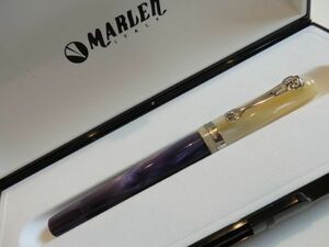 ◆【未使用・新品】マーレン万年筆 Maren Italy 紺×大理石調のバイカラー ペン先：18K750バイカラーソリッドゴールド M