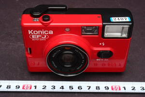 2407 Konica コニカ フィルムカメラ EFJ AUTO DATE 赤 レッド HEXANON 36mm f4