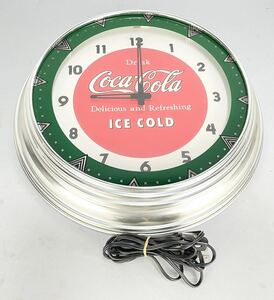 希少 コカ コーラ アナログ ネオン 掛け時計 ICE COLD Coca-Cola Delicious and Refreshing ビンテージ 電光 R4625K5