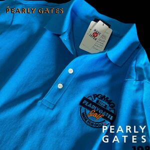 本物 新品 28307216 PEARLY GATESパーリーゲイツ6(サイズLL) 超人気 鹿の子半袖ポロシャツ バックロゴデザイン 清涼感 通気性 日本製