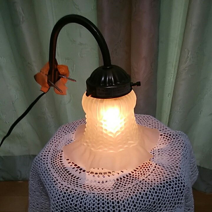 昭和 レトロ ランプシェード 照明器具 乳白色 ガラス 電傘