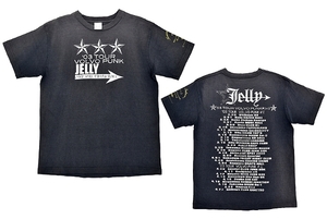 S2968★送料無料★JELLY→ ゼリー★03 TOUR VOLVO PUNK ロックバンドＴ 両面プリント ブラック黒色 半袖Tシャツ S