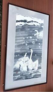 Art hand Auction ◆Immediate decision◆Swan watercolor painting framed◆1361, Painting, watercolor, Animal paintings