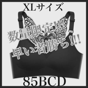 シームレス ノンワイヤーブラ XLバックバタフライ Butterfly ブラック 早い者勝ち!!! 数量限定!!!