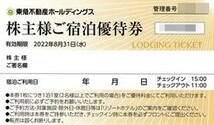 東急不動産HD　　株主様宿泊優待券　2枚分　22年8月31日まで_画像1