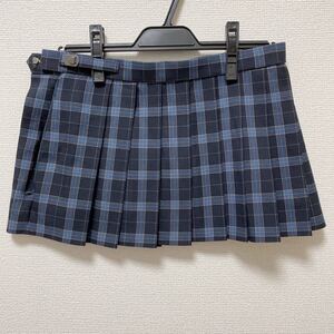 制服 紺・青系チェック柄 マイクロミニスカート W74 丈30 冬用 大きいサイズ