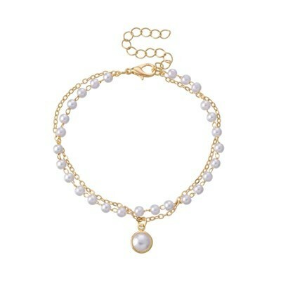 ブレスレット 腕輪 ゴールド チェーン パール レディース 韓国 ペンダント 真珠 女性 かわいい シンプル ファッション ジュエリー #C325-4