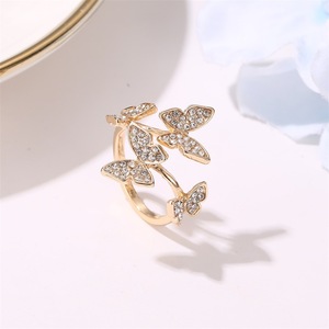  open ring ring Gold butterfly butterfly rhinestone lady's Korea adjustment possibility free size charming Kirakira beautiful #C1169-3