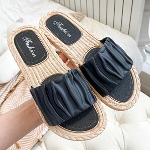 〈ラスト〉新品・未使用!シャーリング・フラットシューズ/23.5~24.5㎝ ( 小さめ)