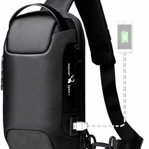 ボディバッグ USBポート 防水 ボディーバッグ ワンショルダーバッグ 軽量 ショルダーバッグメンズ ブラック 大容量 盗難防止 斜めがけ