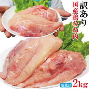 国産鶏むね正肉冷凍訳ありB品2kg ムネ 胸肉 鶏肉 鳥 国内産
