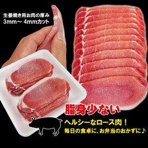 カナダ産豚ロース生姜焼き用3～4mmスライス 500ｇ 冷凍