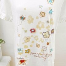 ドラッグストアーズ drug stores 3 半袖 Tシャツ 白 ホワイト ロゴ マーク 刺繍 花 モチーフ トップス_画像3