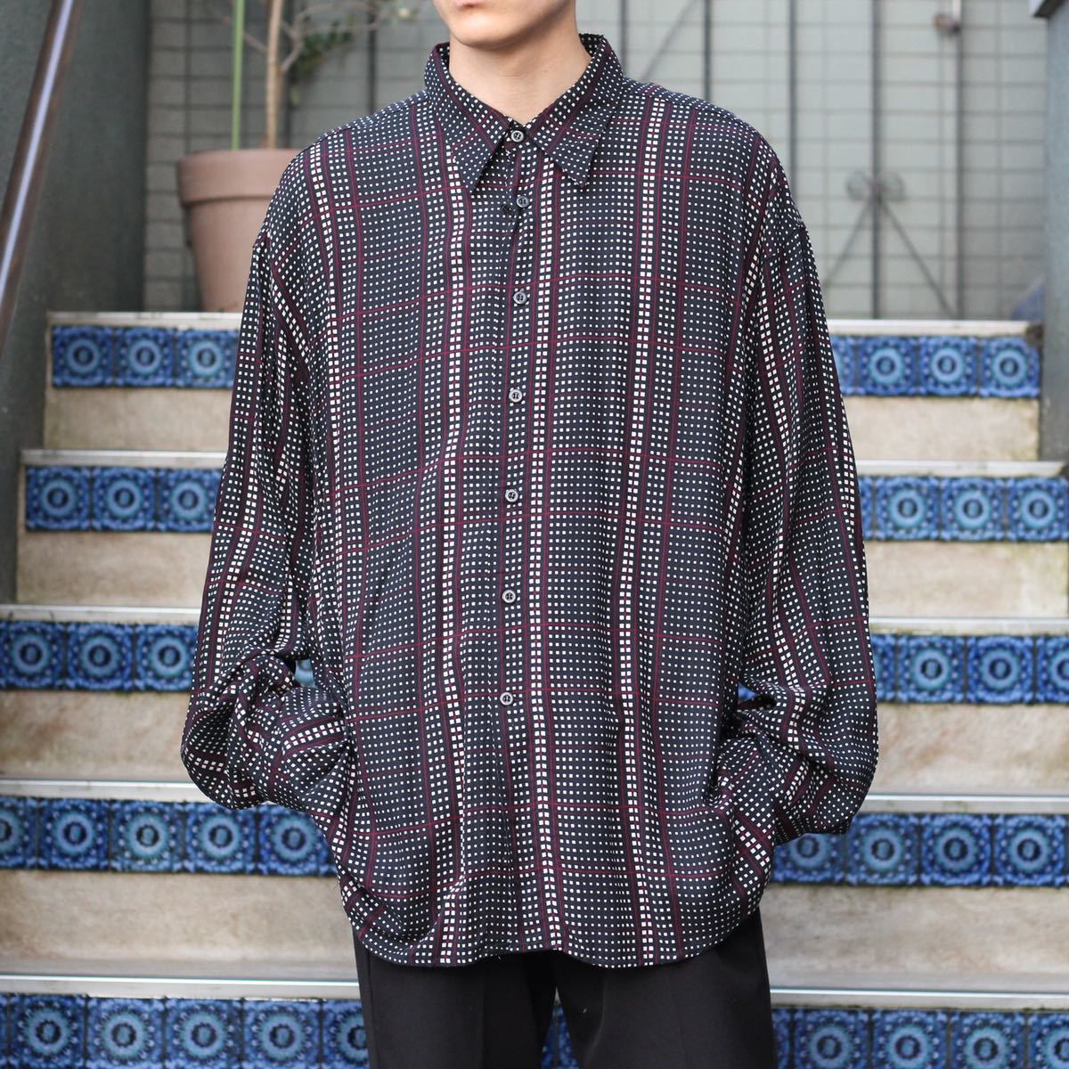 70's USA VINTAGE PATTERNED ALL OVER DESIGN SHIRT/70年代アメリカ