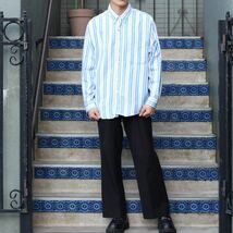 USA VINTAGE BON HOMME STRIPE PATTERNED BUTTON DOWN SHIRT/アメリカ古着ストライプ柄ボタンダウンシャツ_画像2