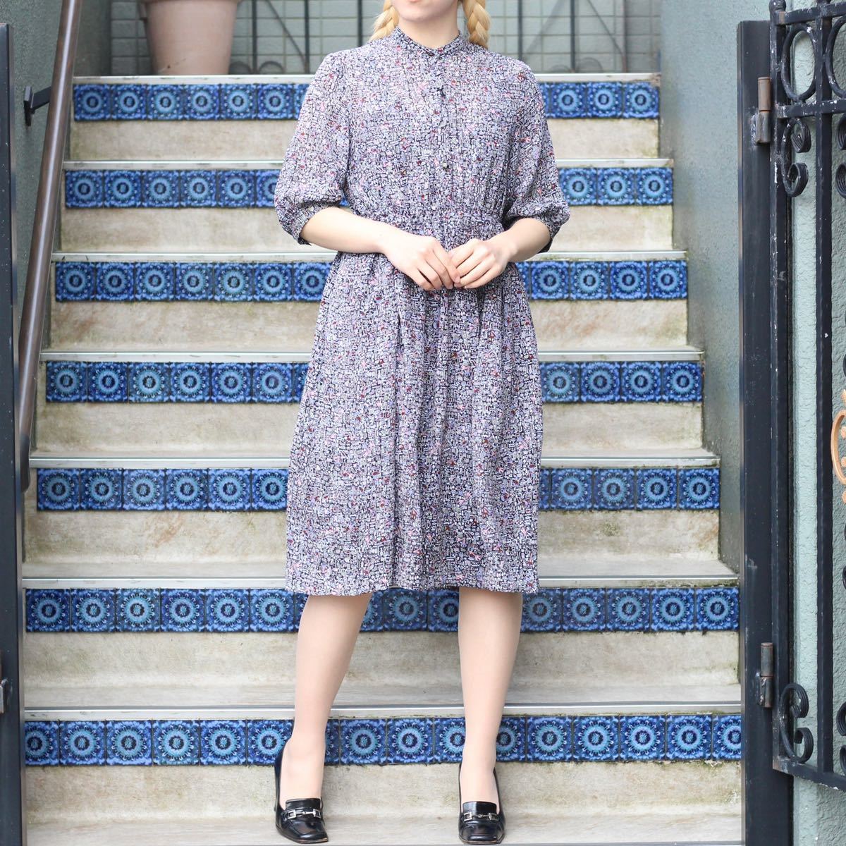 PayPayフリマ｜RETRO VINTAGE JAPANESE PATTERNED BELTED ONE PIECE 