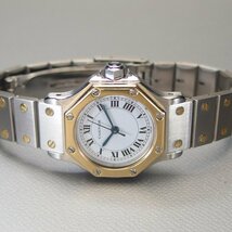 【人気モデル 機械式 美品】CARTIER カルティエ Santos Octagon サントス オクタゴン K18YGxSS 自動巻 レディース 腕時計 箱付「18897」_画像5