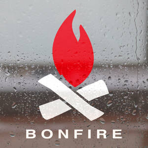 送料無料◆BONFIRE ボンファイア 焚火カッティングステッカー◆ホワイトレッド｜20×14.8cm｜超防水 UVカット 屋外使用可【C001】