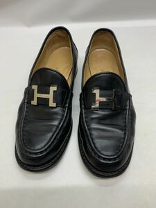 【22cm】エルメス HERMES ローファー モカシン コンスタンス Hロゴ レディース 靴 革靴 シューズ ブラック 黒
