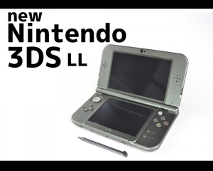 【美品】 Nintendo 3DS LL / RED-001 任天堂 3DS タッチペン 説明書 箱付き メタリックブラック LLサイズ 3Dブレ防止機能 010JFWY58