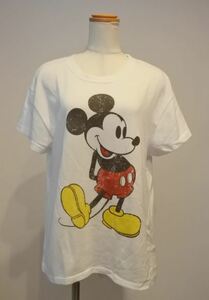 E hyphen world gallery E hyphen world gallery T-shirt short sleeves F size Mickey Mouse white ondrmi a201h0605