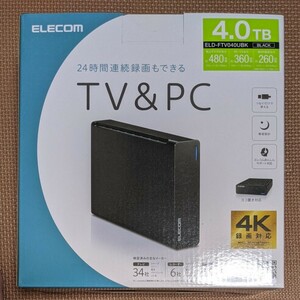エレコム 外付けハードディスク 4.0TB USB3.2 テレビ録画/パソコン対応 静音ファンレス設計 ELD-FTV040UBK