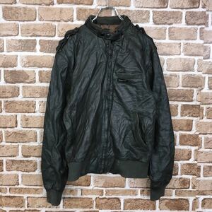 MEMBERS ONLY シングルライダースジャケット Lサイズ サイズ表記42 レザージャケット ダークグレー 古着卸 アメリカ仕入 t2011-4025