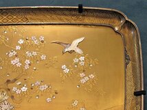 【GINZA絵画館】芝山蒔絵象嵌花鳥文飾盆・江戸末期の１点もの MA62U2V6C5X7Z5W_画像7