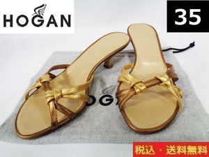 HOGAN■ミュール/ヒール■ゴールド■35■ヒール4.5cm■送料無料