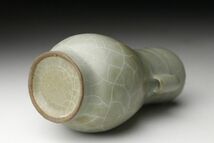 【LIG】中国美術 青磁 耳付花入 13.5㎝ 花瓶 花器 時代古玩 [.R]05_画像10
