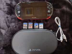 PS Vita PCH-2000 カセット4個 純正ケース USB充電器 本体