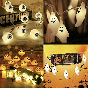 [ single goods ][ Medama ] lighting Halloween LED lamp light Medama or pumpkin or ghost illumination decoration attaching wire battery type 10 lamp 10 piece 