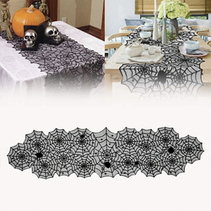  Halloween tablecloth ... nest table Runner race ..kmo Spider black black horror real real birthday 