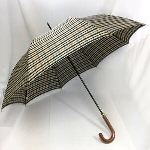 【未使用】ダックス DAKS 長傘 ベージュ×ブラック ハウスチェック 65cm カバー付 カーボン 雨傘 タグ付 日本製 ルピアン