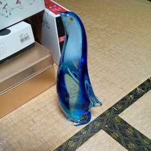 ペンギン　置物　ガラス　硝子　インテリア　マルティグラス　約22.5cm