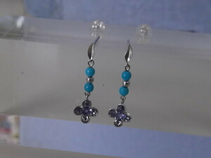 K14WG white gold turquoise I o light earrings 