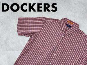 ☆送料無料☆ DOCKERS ドッカーズ USA直輸入 古着 半袖 チェック ボタンダウン シャツ メンズ M レッド トップス 中古 即決