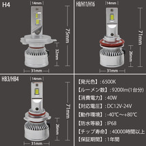 ムーヴ L150S L175S LA100S LA150S ムーヴキャンバス H4 Hi/Lo式 LEDヘッドライト コンパクト設計 9200ルーメン 6500K 2本組_画像4