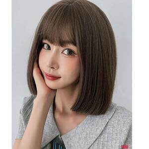  soft Bob wig full wig wig adjuster attaching small face effect heat-resisting fibre natural usually using Lolita Cool Brown