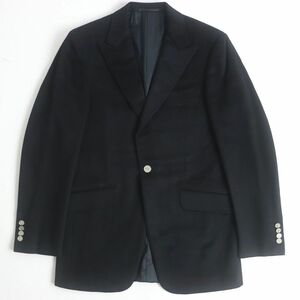 美品◆dunhill LONDON カシミヤ100％ 銀ロゴボタン シングル テーラードジャケット ブラック 46 イタリア製 正規品 メンズオススメ