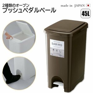 日本製 ゴミ箱 45L プッシュ&amp;ペダルペール 2種類のオープン方法 キッチン 分別 フタ付き ペダル式 ワンタッチ 北欧 RSD-183BR