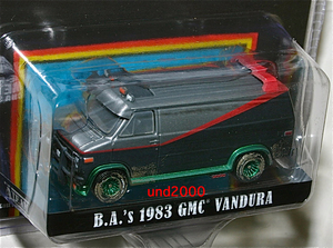 Greenlight Special ...A команда 1/64 B.A.'s 1983 GMC Vandura грязный .The A Team Bandela van Van зеленый машина Chase зеленый свет 