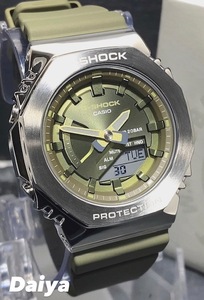 新品 CASIO カシオ 正規品 G-SHOCK ジーショック Gショック 腕時計 メタルカバー シリーズ 多機能腕時計 アナデジ 八角形 グリーン カーキ