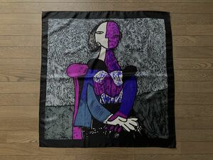 [Picasso] искусство шарф желтый фон. женщина цвет изменен дизайн kyubizm③pabro Picasso маленький дефект товар 90s модный 