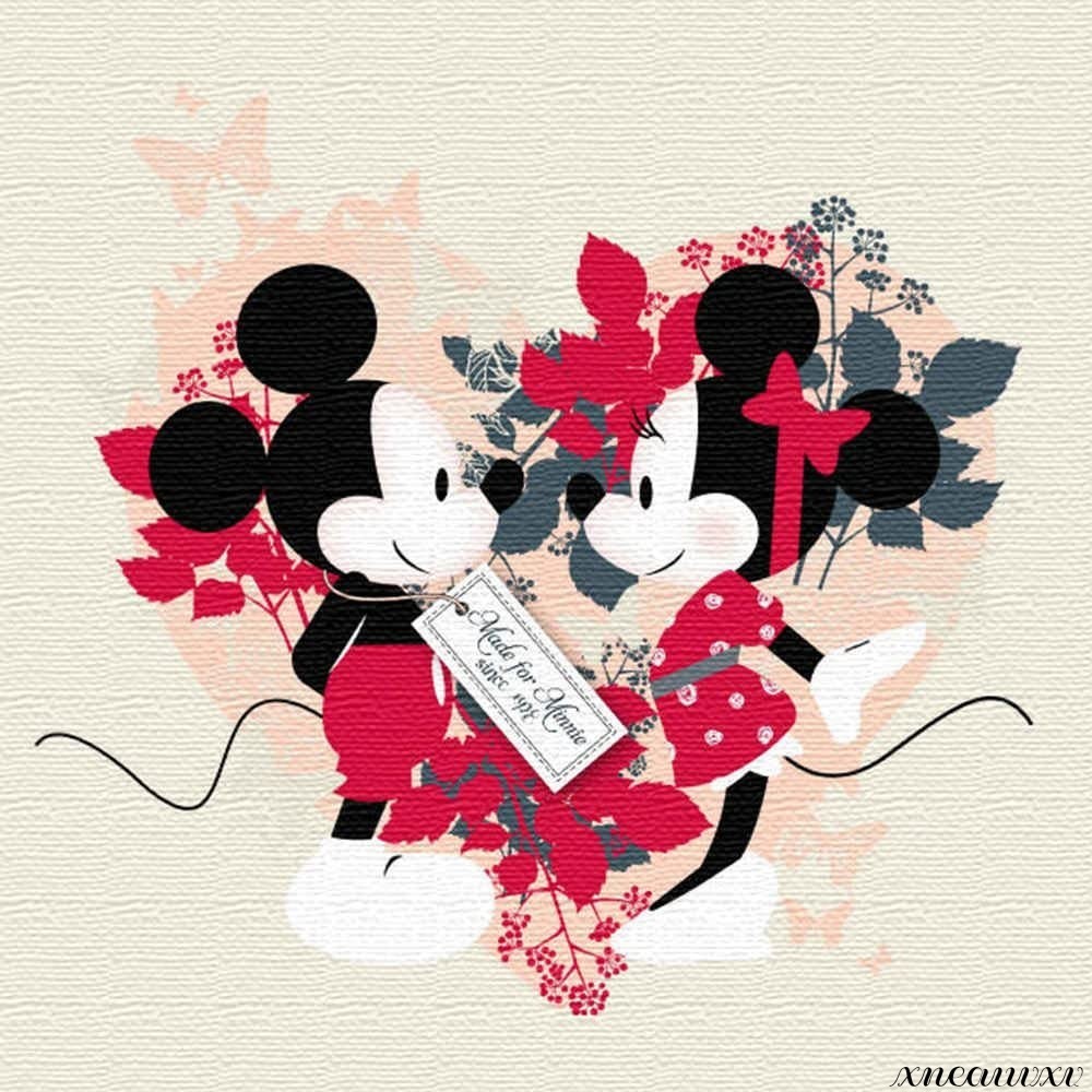 Panneau d'art Mickey & Minnie, décoration murale intérieure en forme de cœur, décoration de salle Disney, peinture sur toile, Art élégant, redécoration artistique, Ouvrages d'art, Peinture, graphique